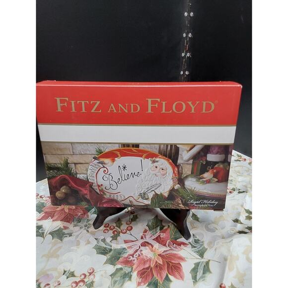 Fitz and Floyd Santa Believe Plate Holiday Christmas Tray in box - Picture 2 of 4